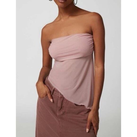 Urban Outfitters UO NWT Y2K Asymmetrical Sheer Tube Top Pink Small - Picture 12 of 16